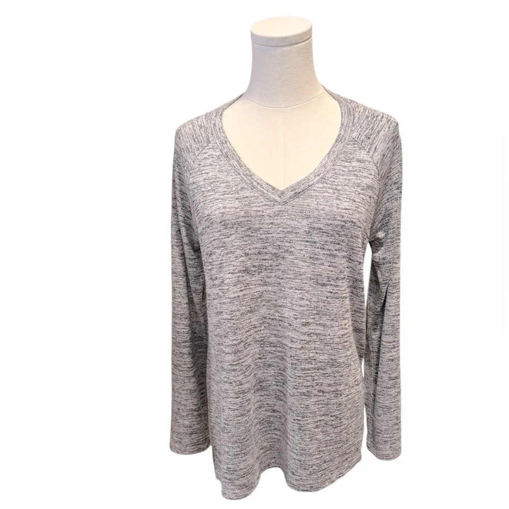Banana Republic V-neck Black White Marled Lightweight Womens Sweater Small